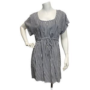 Oh! Mamma XL Stripe Black White Mini Dress